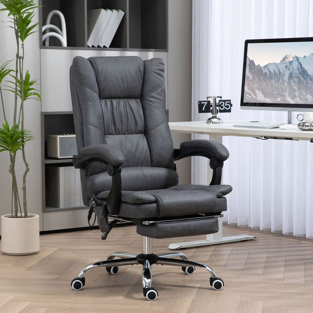 Ergonomic office chair with heating & footrest, microfiber