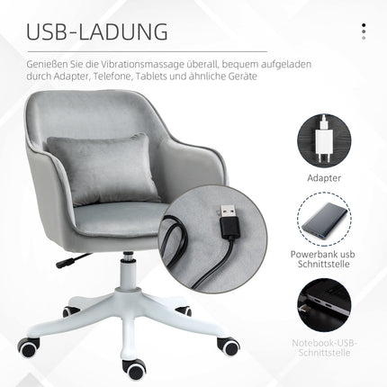 Office massage chair - velvet, vibration, lumbar support