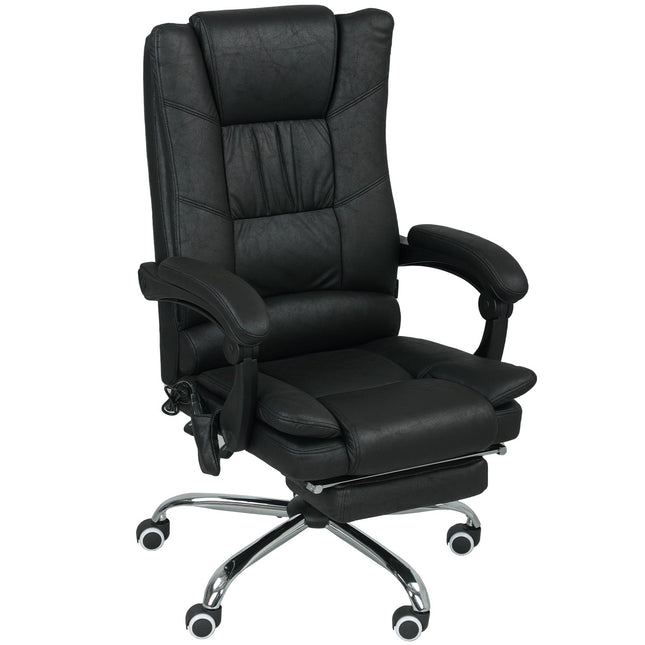 Massage Office Chair with Footrest, Adjustable Height, Black