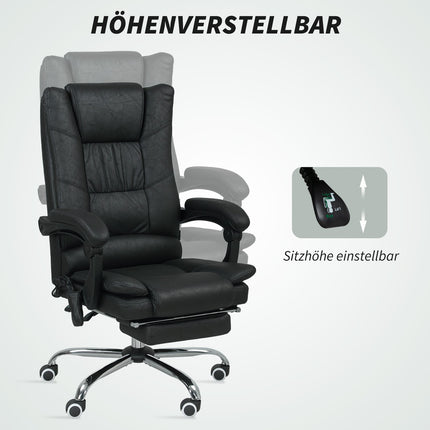 Massage Office Chair with Footrest, Adjustable Height, Black