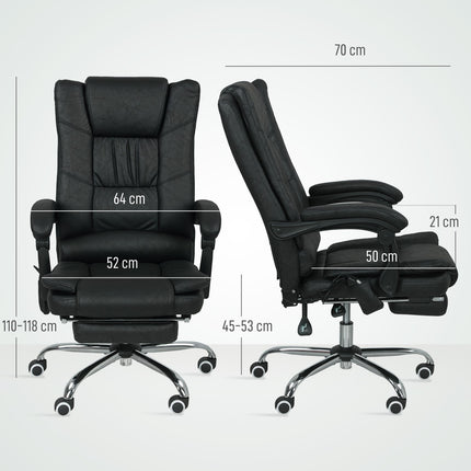 Massage Office Chair with Footrest, Adjustable Height, Black
