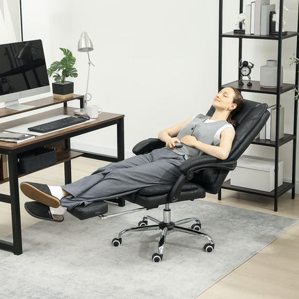 Massage Office Chair with Footrest, Adjustable Height, Black