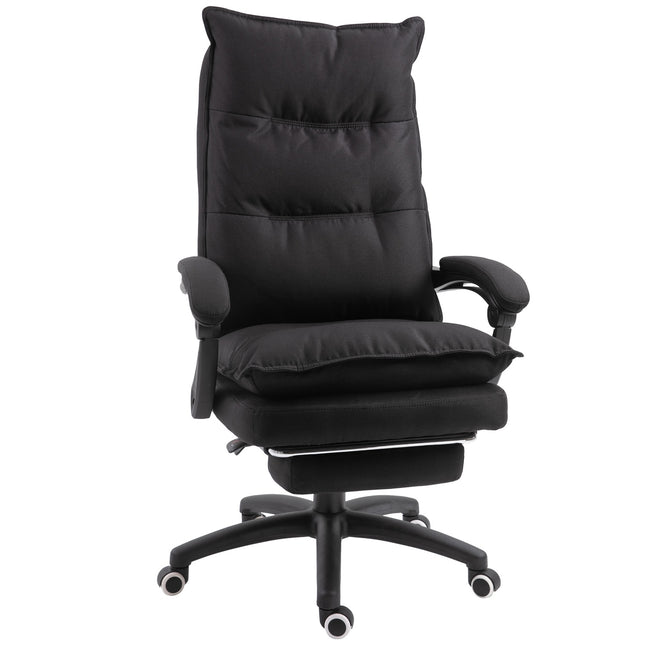 Ergonomic office chair, massage & recline with footrest, black