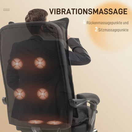 Ergonomic office chair, massage & recline with footrest, black
