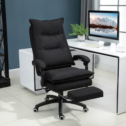 Ergonomic office chair, massage & recline with footrest, black