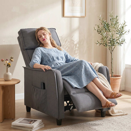 Massage Recliner Chair With Footrest, 160 Recline, Gray