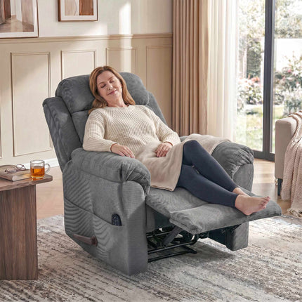Massage Recliner Chair with Heat, Adjustable Headrest, Grey