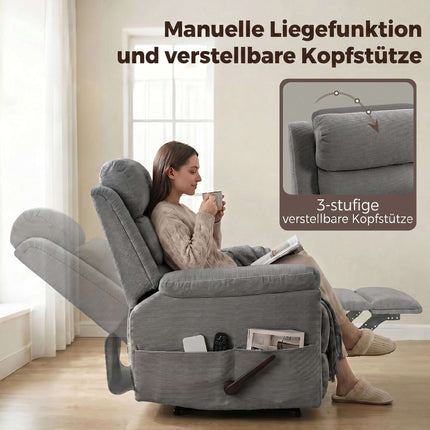 Massage Recliner Chair with Heat, Adjustable Headrest, Grey