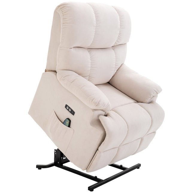 Massagestoel sta-op-hulp-ontspanningsstoel met warmtefunctie, verstelbaar, USB-afstandsbediening, kort pluche voor ontspannen zitten