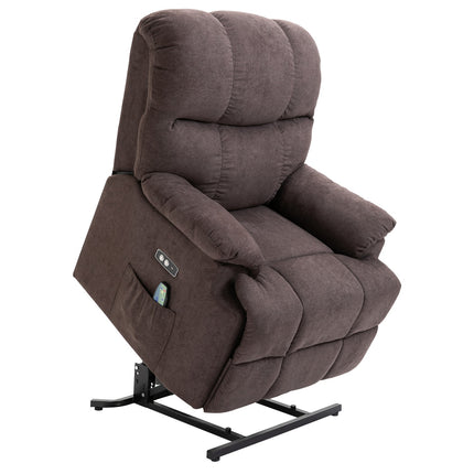 Lounger massage chair with heat, adjustable, brown plush
