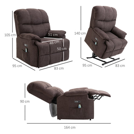 Lounger massage chair with heat, adjustable, brown plush