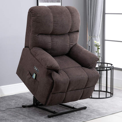 Lounger massage chair with heat, adjustable, brown plush