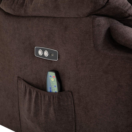 Lounger massage chair with heat, adjustable, brown plush