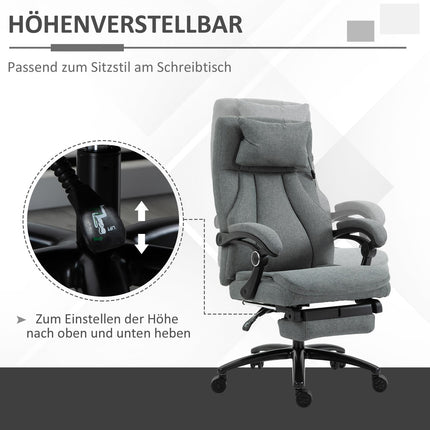 Ergonomic reclining gray office chair - adjustable in height