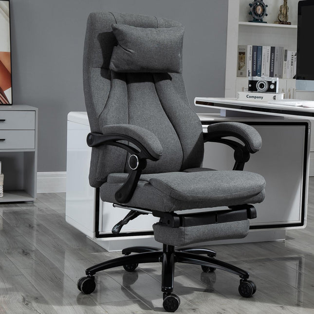 Ergonomic reclining gray office chair - adjustable in height