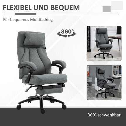 Ergonomic reclining gray office chair - adjustable in height