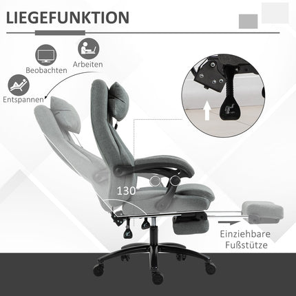 Ergonomic reclining gray office chair - adjustable in height