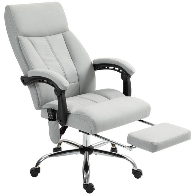 Ergonomic reclining office chair with footrest, light grey