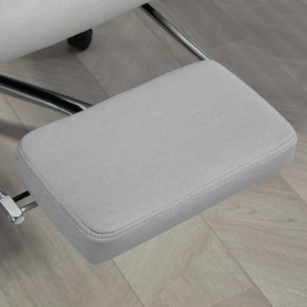 Ergonomic reclining office chair with footrest, light grey