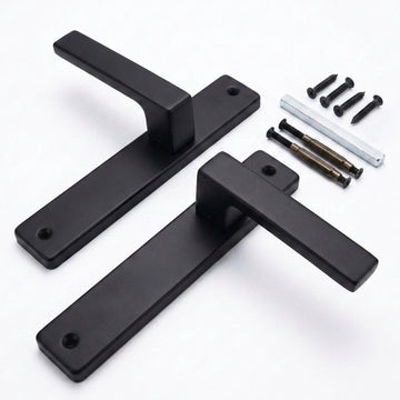 Matt Black Door Handle Set with Long Backplate
