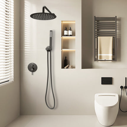 Matte Black Shower Faucet Set, 10-Inch Rain Head, Handheld