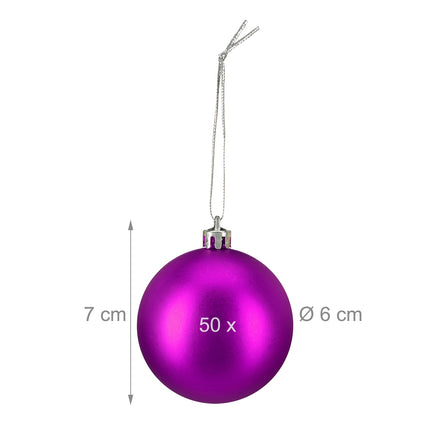 Matte Christmas Tree Baubles Set, 50 Pieces