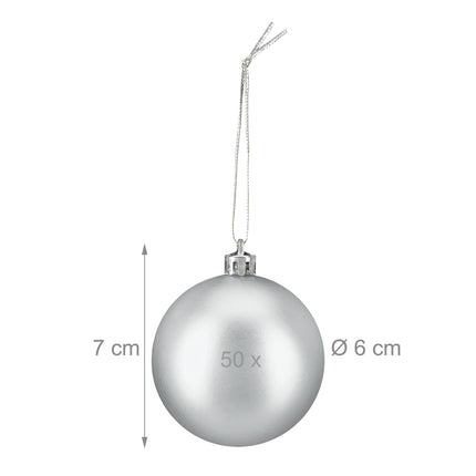 Matte Christmas Tree Baubles Set, 50 Pieces