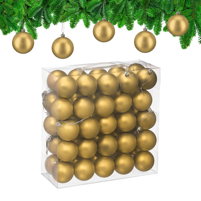 Matte Christmas Tree Baubles Set, 50 Pieces
