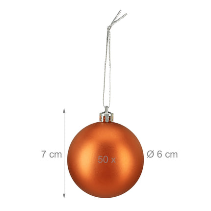 Matte Christmas Tree Baubles Set, 50 Pieces