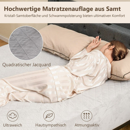 Mattress Protector, Deep Pocket, Velvet, 90x200 cm, Grey