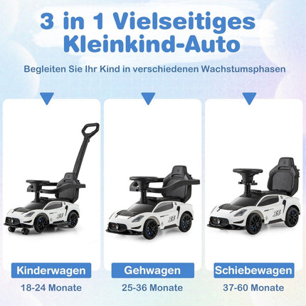 Mazerati ride-on car ride-on vehicle with protective bar &amp; Push bar white