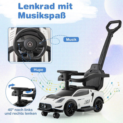 Mazerati ride-on car ride-on vehicle with protective bar &amp; Push bar white