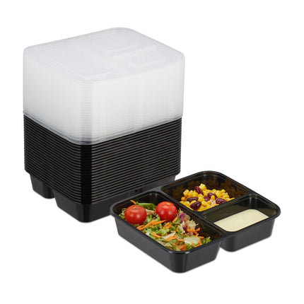 Meal preparation boxes with 3 compartments - 24 pcs