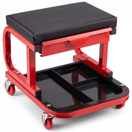 Mechanic Rolling Stool with Magnetic Drawer and Tool Trays