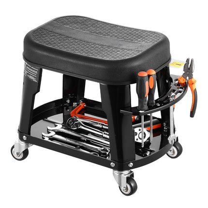 Mechanic Stool, 300 lb Rolling Swivel Seat with Tool Tray