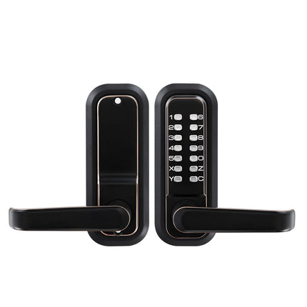 Mechanical Keyless Door Lock, Push Button, Auto-Lock, Bronze