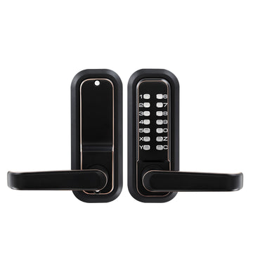 Mechanical Keyless Door Lock, Push Button, Auto-Lock, Bronze
