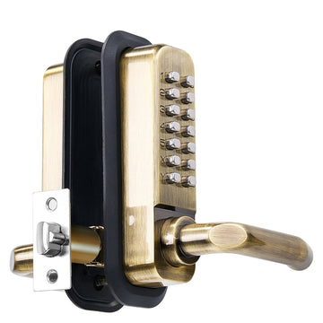 Mechanical Keyless Door Lock With Handle, 14-Key, Waterproof
