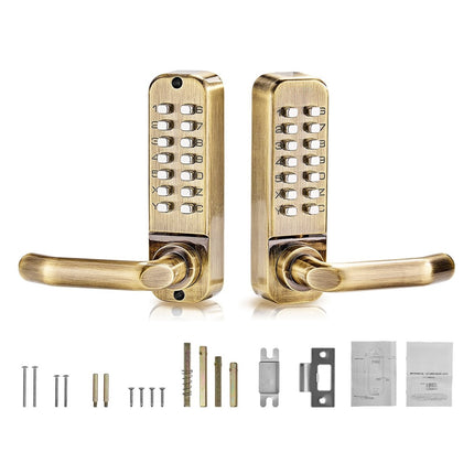 Mechanical Keyless Door Lock With Handle, 14-Key, Waterproof