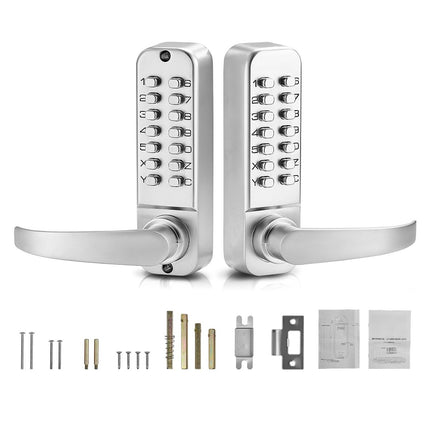 Mechanical Keyless Door Lock With Handle, 14-Key, Waterproof