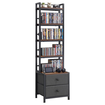 Media Storage Cabinet, 4-Shelf CD DVD Organizer, Drawers