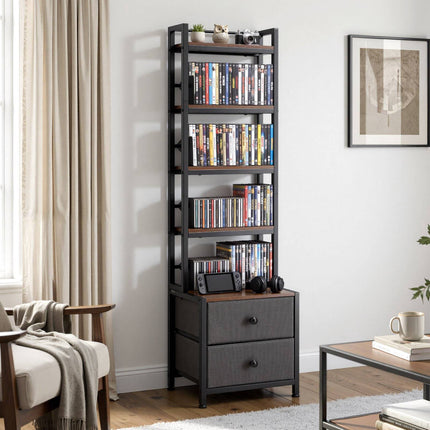 Media Storage Cabinet, 4-Shelf CD DVD Organizer, Drawers