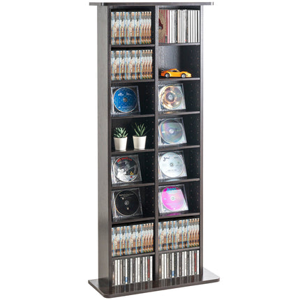 Media Storage Cabinet, 8 Shelf, 16 Compartments, Espresso