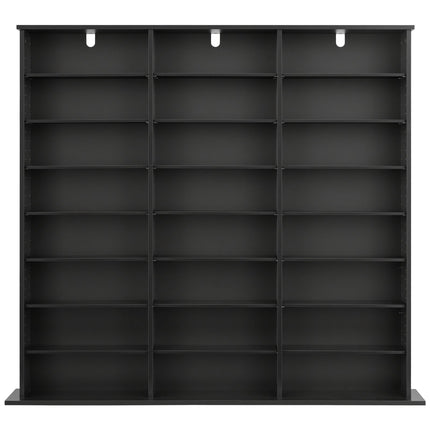 Media Storage Cabinet, 8-Tier Adjustable DVD CD Shelf, Black