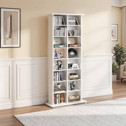 Media Storage Cabinet, 8-Tier DVD CD Shelf, White