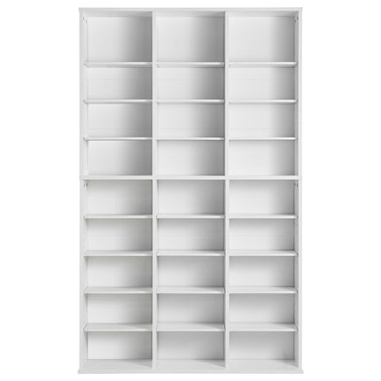 Media Storage Cabinet, Adjustable 9-Shelf, 27 Compartments, White