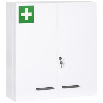 Wall-mounted medicine cabinet, steel, white, 6 shelves