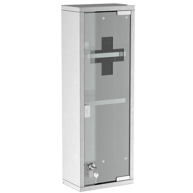 Medicine cabinet in stainless steel with frosted glass, 20x12x58 cm