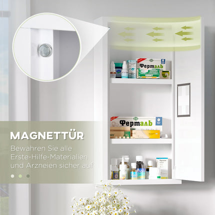 White medicine cabinet for first aid, magnetic closure, 40x15x53.5 cm