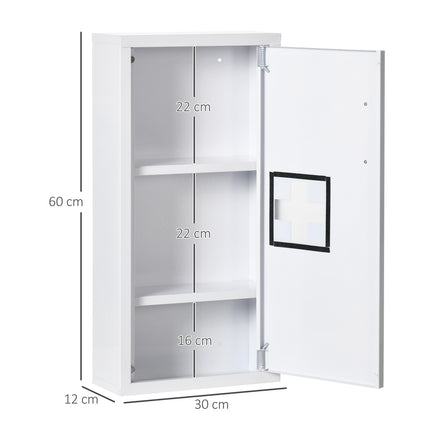 White medicine cabinet for first aid, magnetic closure, 40x15x53.5 cm
